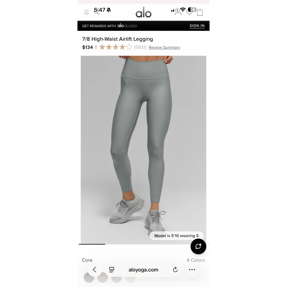 Alo yoga 7/8 High-Waist Airlift Legging in Gray